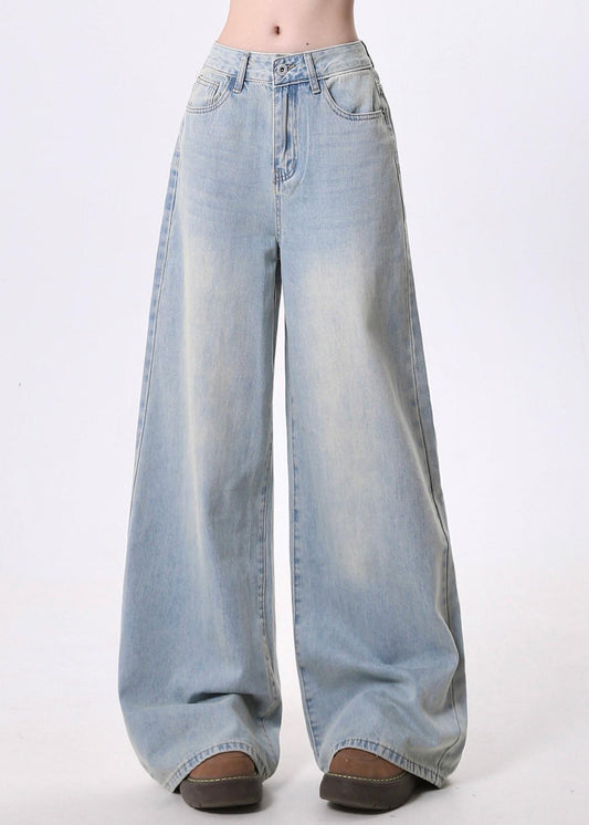 Women's Light Blue Wide Leg Denim Pants - OutfitLondon