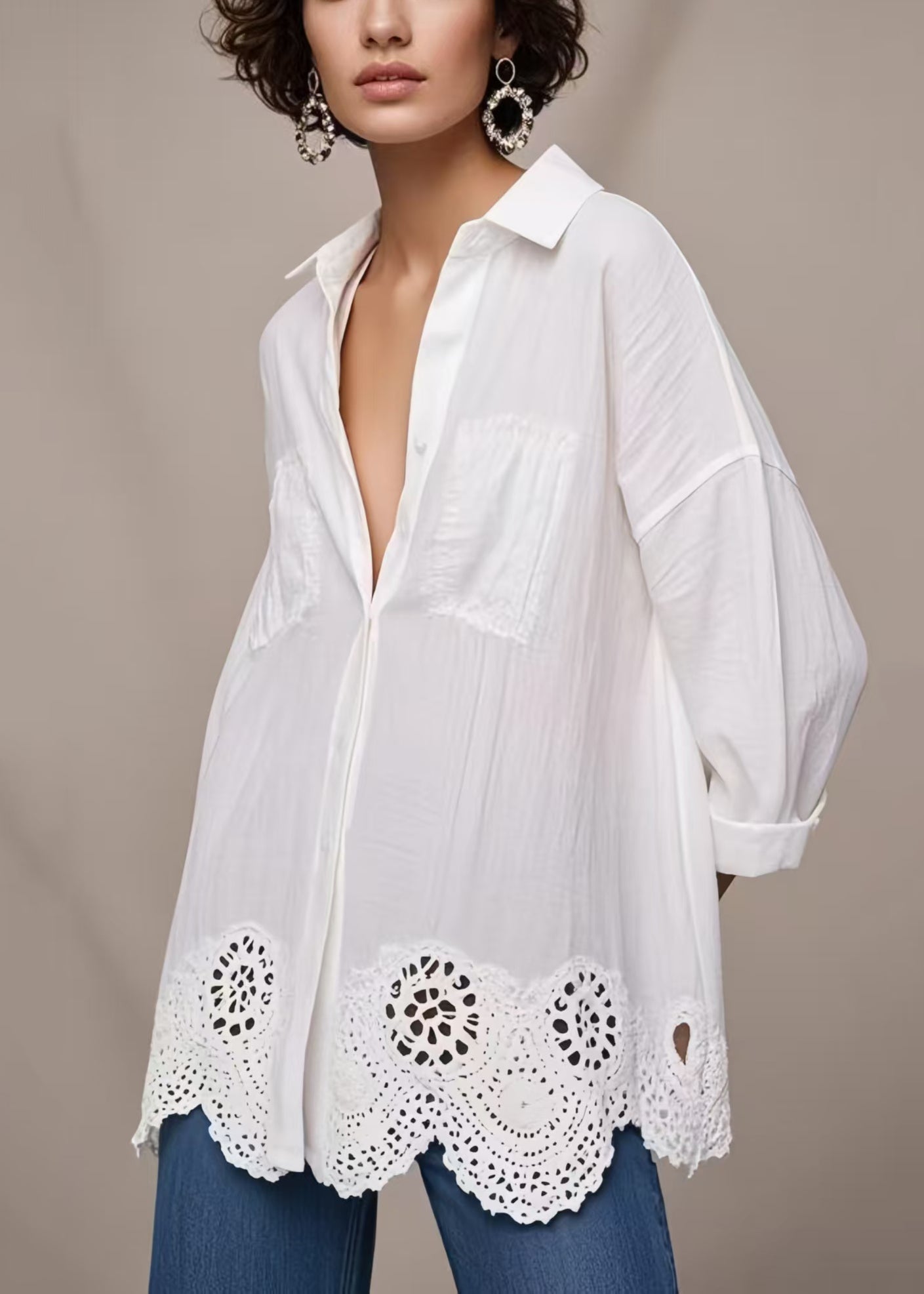 Women's Cotton Open Knit White Breathable - OutfitLondon