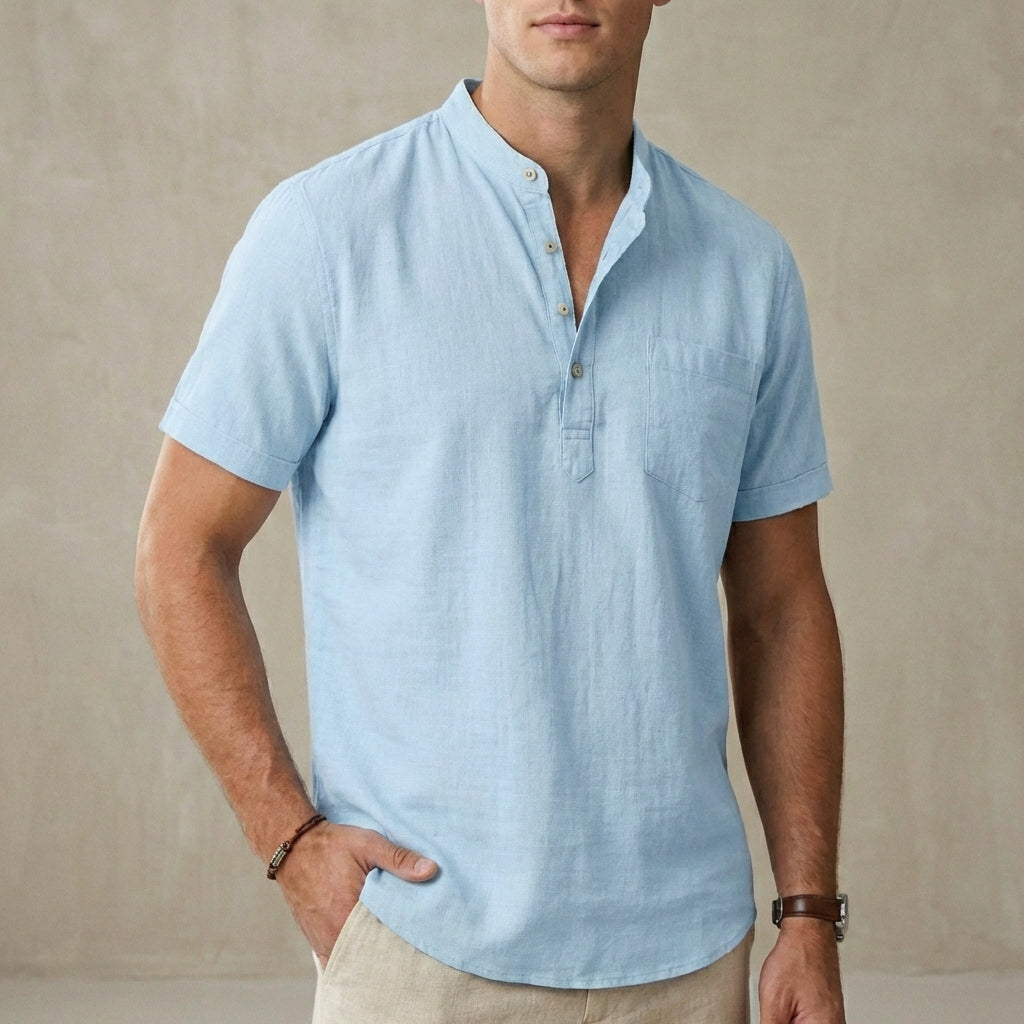 Casual Fit Mens Henley Shirt with Pocket