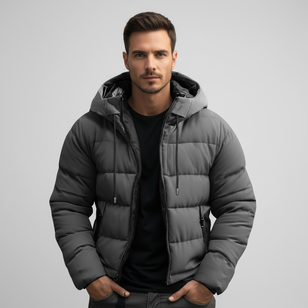Men's Hooded Puffer Jacket - OutfitLondon