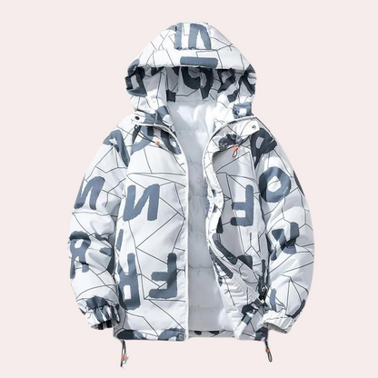Men's Graphic Quilted Hoodie Jacket - OutfitLondon