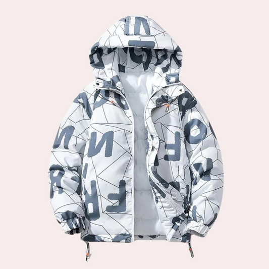 Men's Graphic Quilted Hoodie Jacket - OutfitLondon