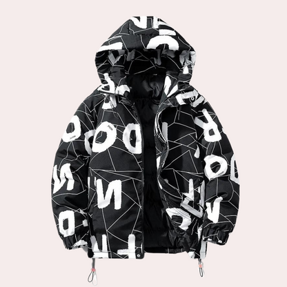Men's Graphic Quilted Hoodie Jacket