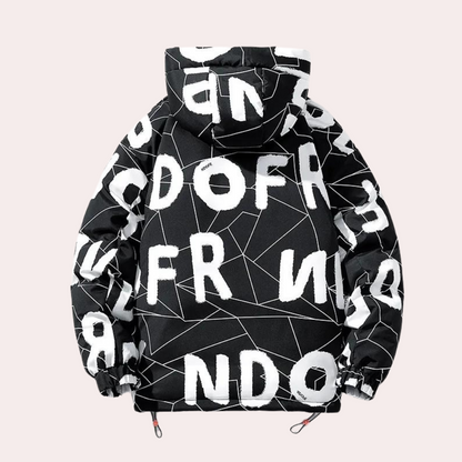 Men's Graphic Quilted Hoodie Jacket
