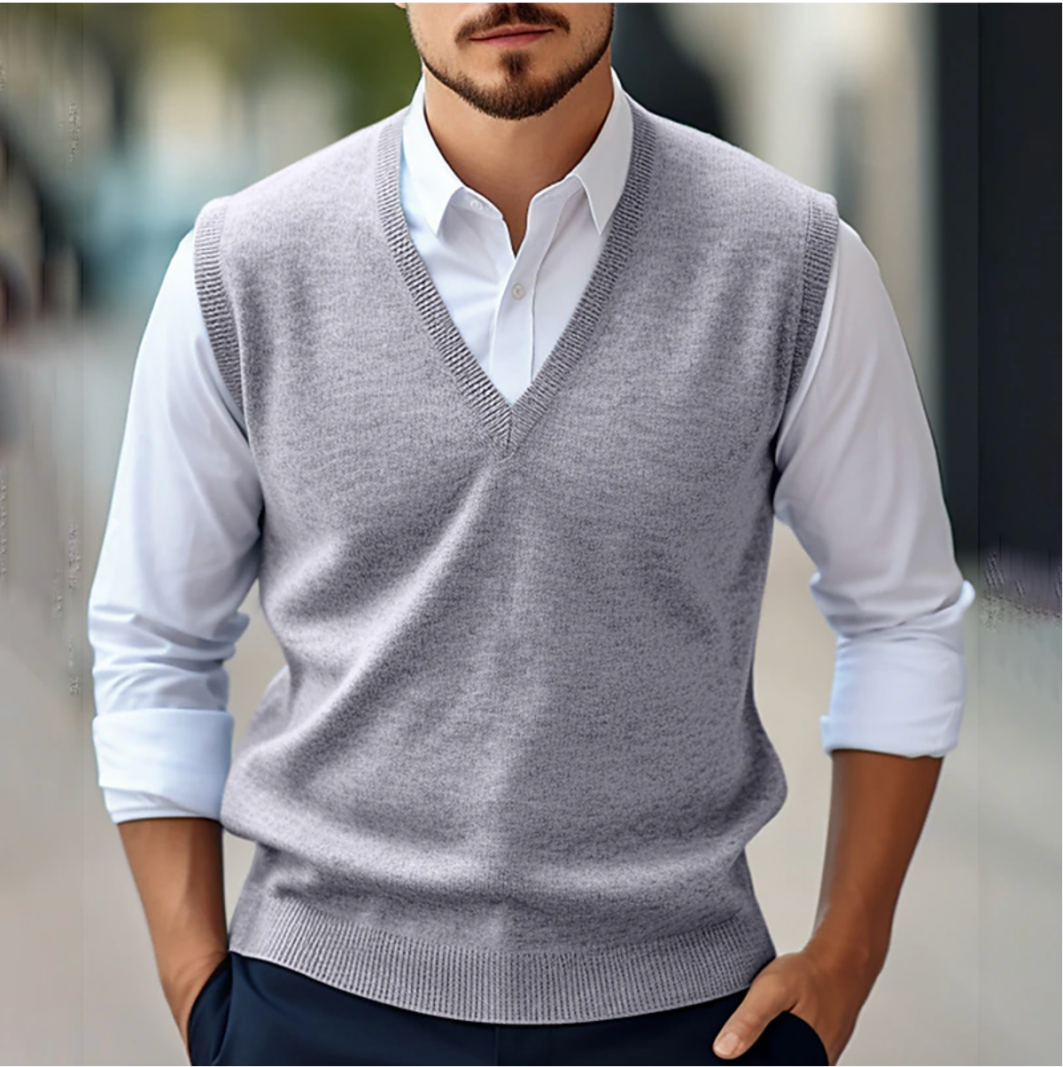 Comfortable Crew Neck Tank Sweater - OutfitLondon