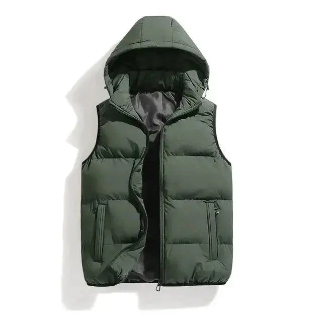 Quilted Mens Gilet with Removable Hood - OutfitLondon