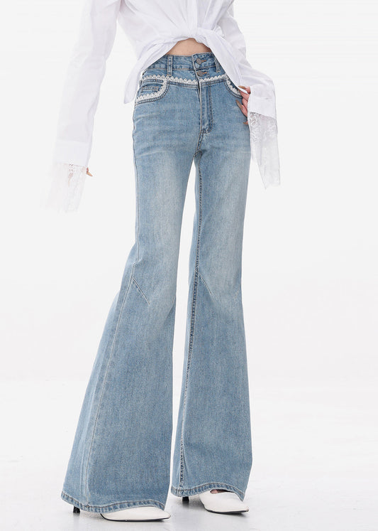 Women's High Waist Slim Fit Denim Pants Blue - OutfitLondon