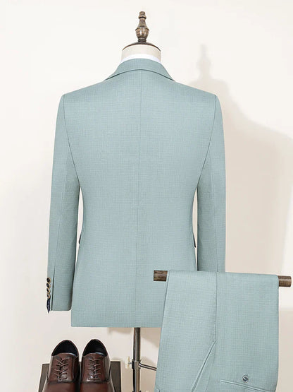 Tailored Fit Mens Summer Suit - Lightweight Green Business Wear