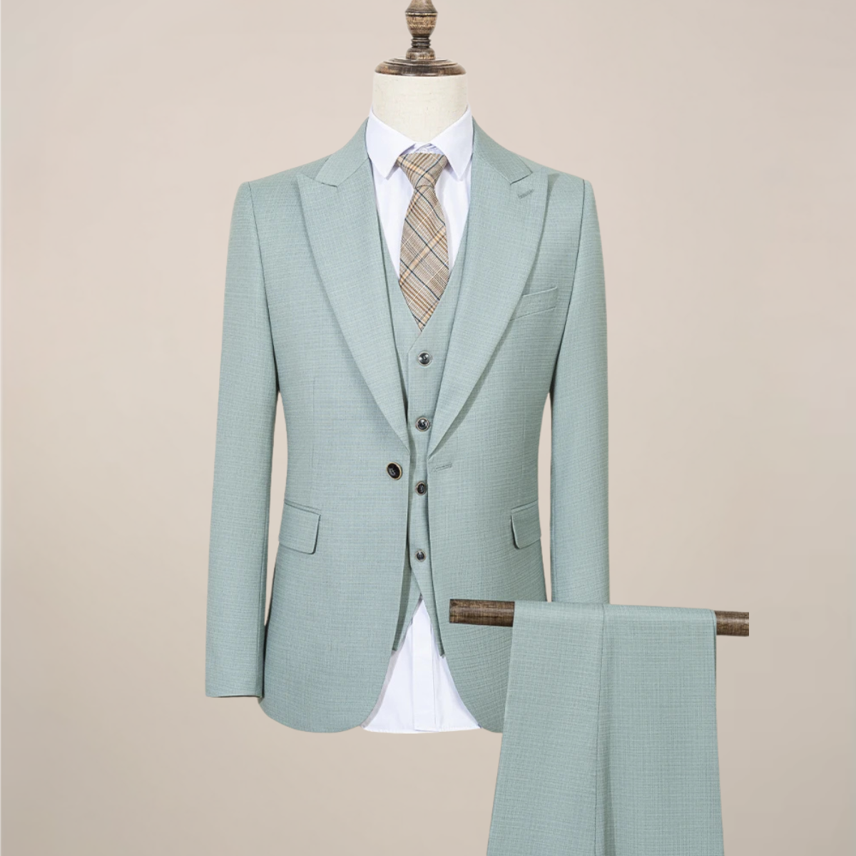 Tailored Fit Mens Summer Suit - Lightweight Green Business Wear - OutfitLondon