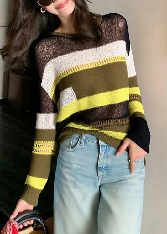Unisex Slim Fit Knit Sweater Cozy Stripe Acrylic Autumn - OutfitLondon