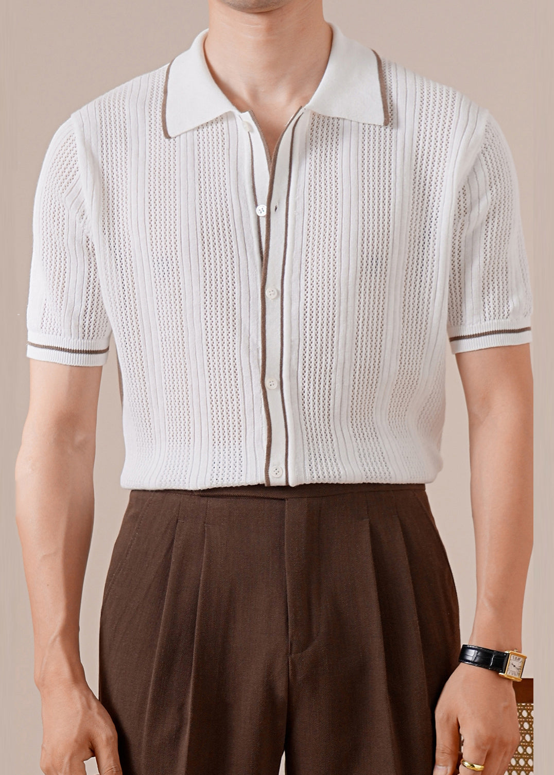 Mens Slim Fit Polo Shirt Breathable Lightweight White - OutfitLondon