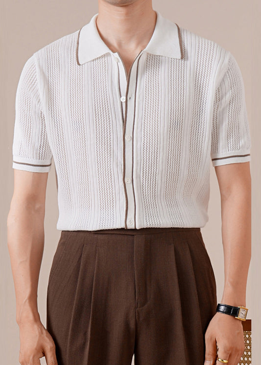Mens Slim Fit Polo Shirt Breathable Lightweight White - OutfitLondon