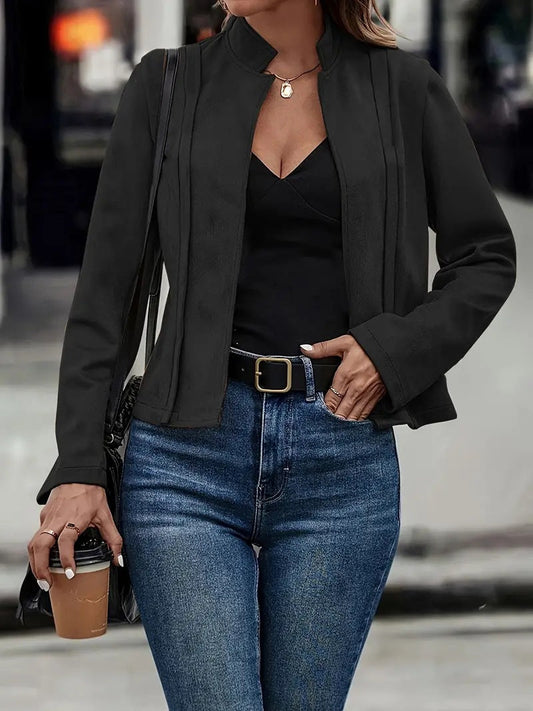Women's Fit Wool Coat - Classic Collar Winter Jacket - OutfitLondon