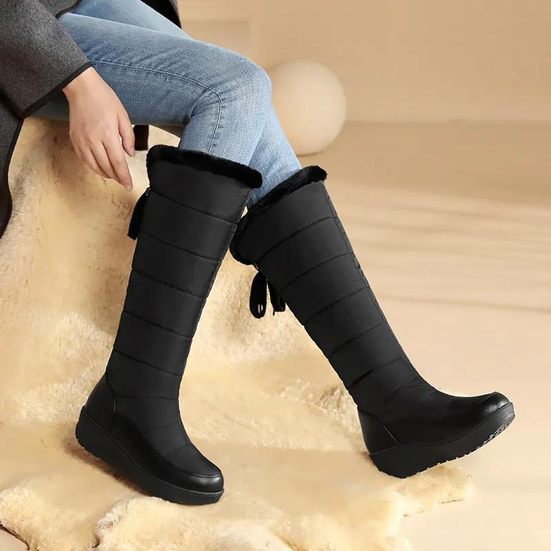 Warm Fuzzy Knee High Snow Boots for Women - OutfitLondon