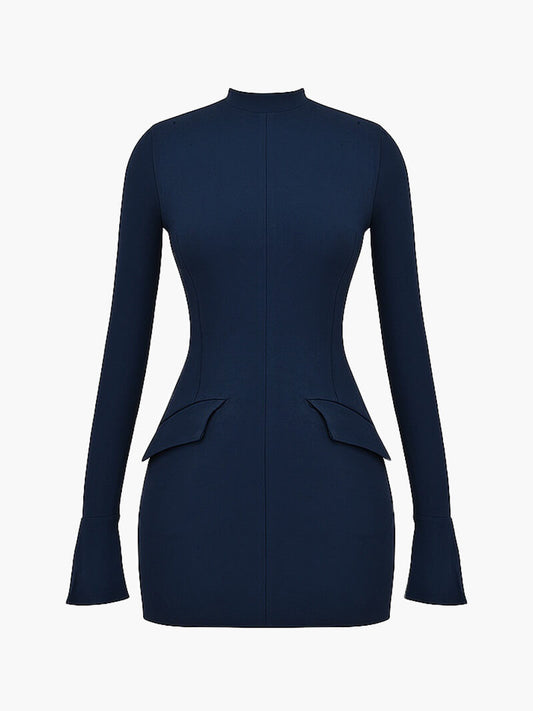 Sexy Women's Bodycon Mini Dress - High Neck Tight Fit - OutfitLondon