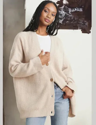 Soft Open Front Sweater - Casual V Neck Cardigan