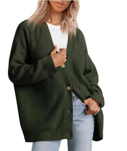 Soft Open Front Sweater - Casual V Neck Cardigan