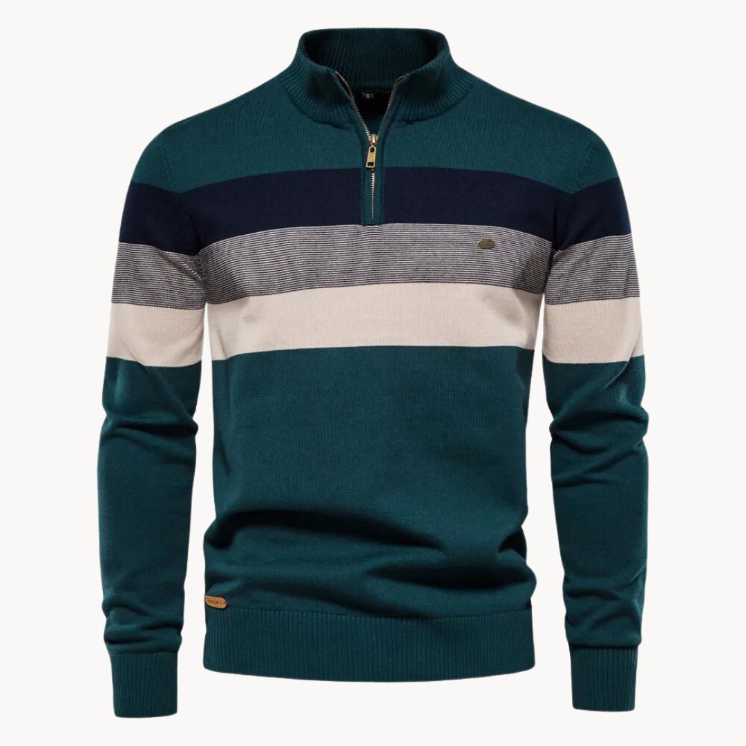 Classic Stripe Quarter Zip Pullover Sweater