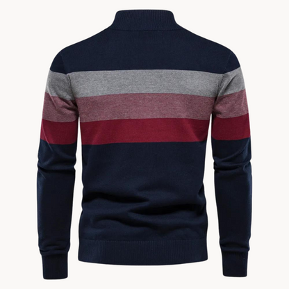 Classic Stripe Quarter Zip Pullover Sweater