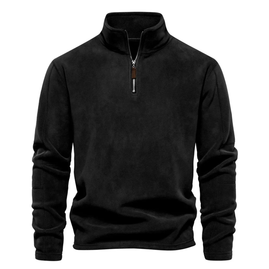 Cozy Zip Up Sweater with Stand Collar - OutfitLondon