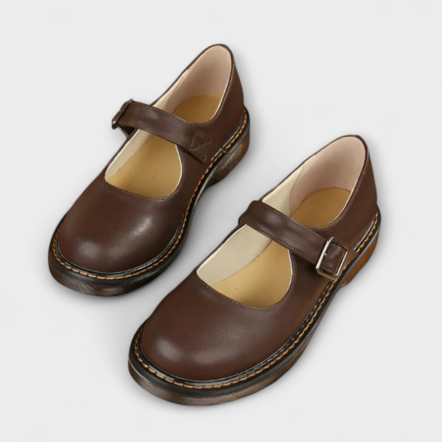 Classic Leather Ankle Shoes with Buckle and Cushioning - OutfitLondon