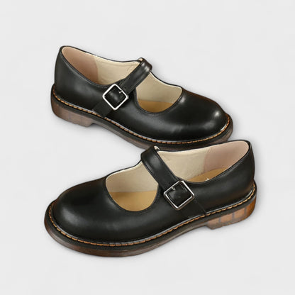 Classic Leather Ankle Shoes with Buckle and Cushioning
