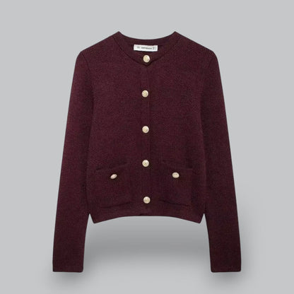 Cozy Cable Sweater with Shiny Buttons - OutfitLondon