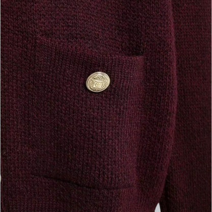 Cozy Cable Sweater with Shiny Buttons