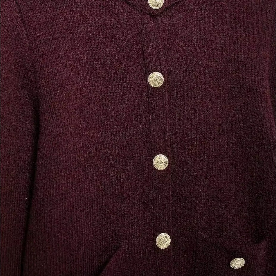 Cozy Cable Sweater with Shiny Buttons