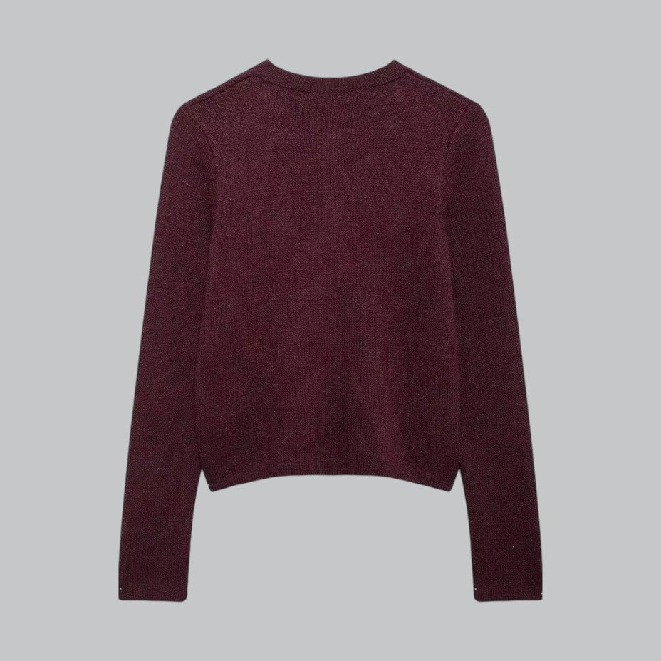 Cozy Cable Sweater with Shiny Buttons