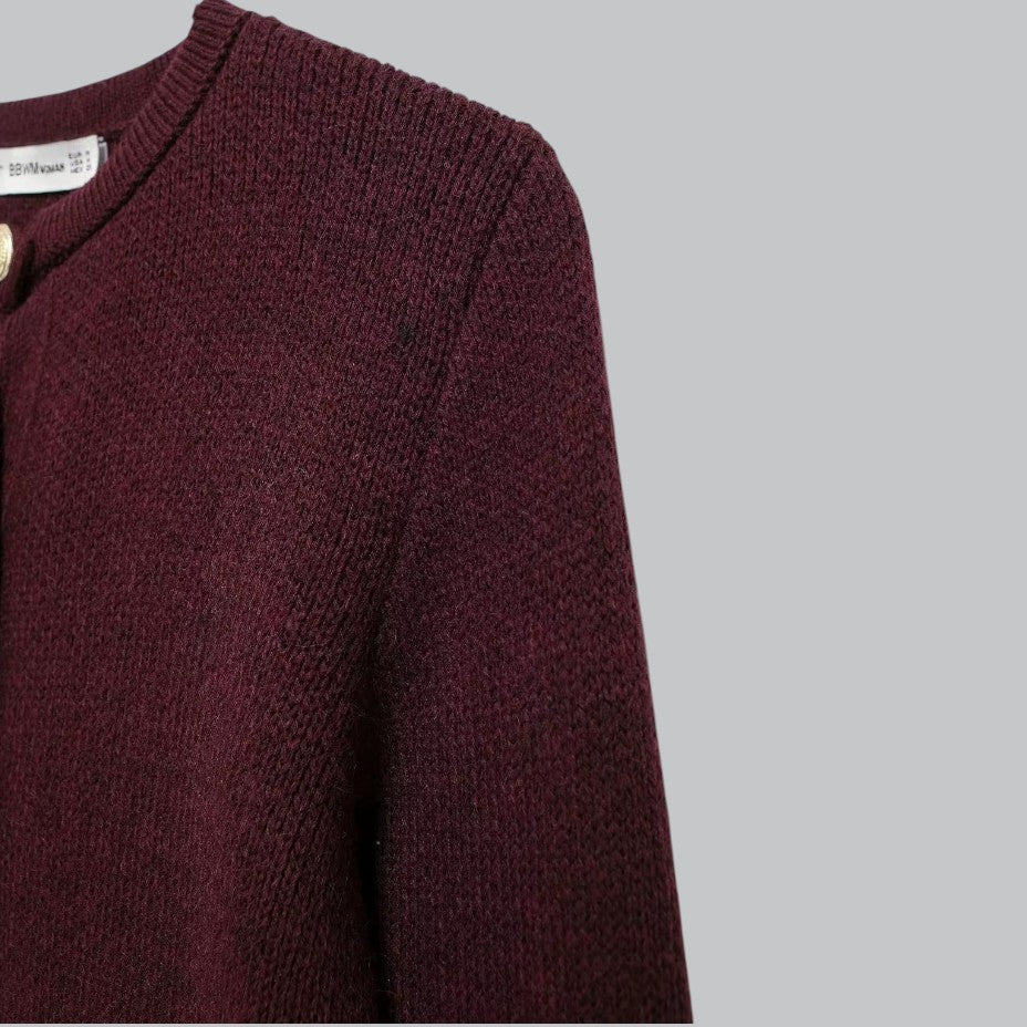 Cozy Cable Sweater with Shiny Buttons