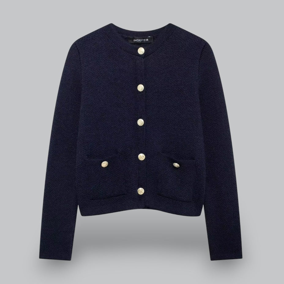 Cozy Cable Sweater with Shiny Buttons