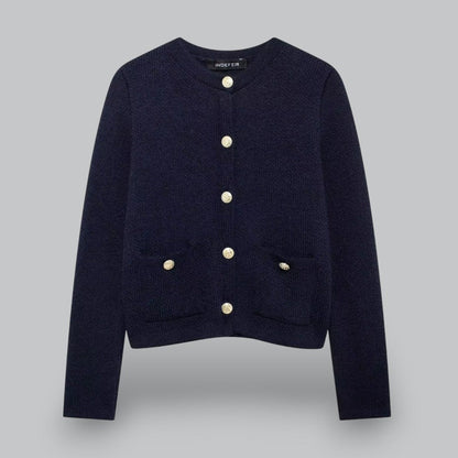 Cozy Cable Sweater with Shiny Buttons