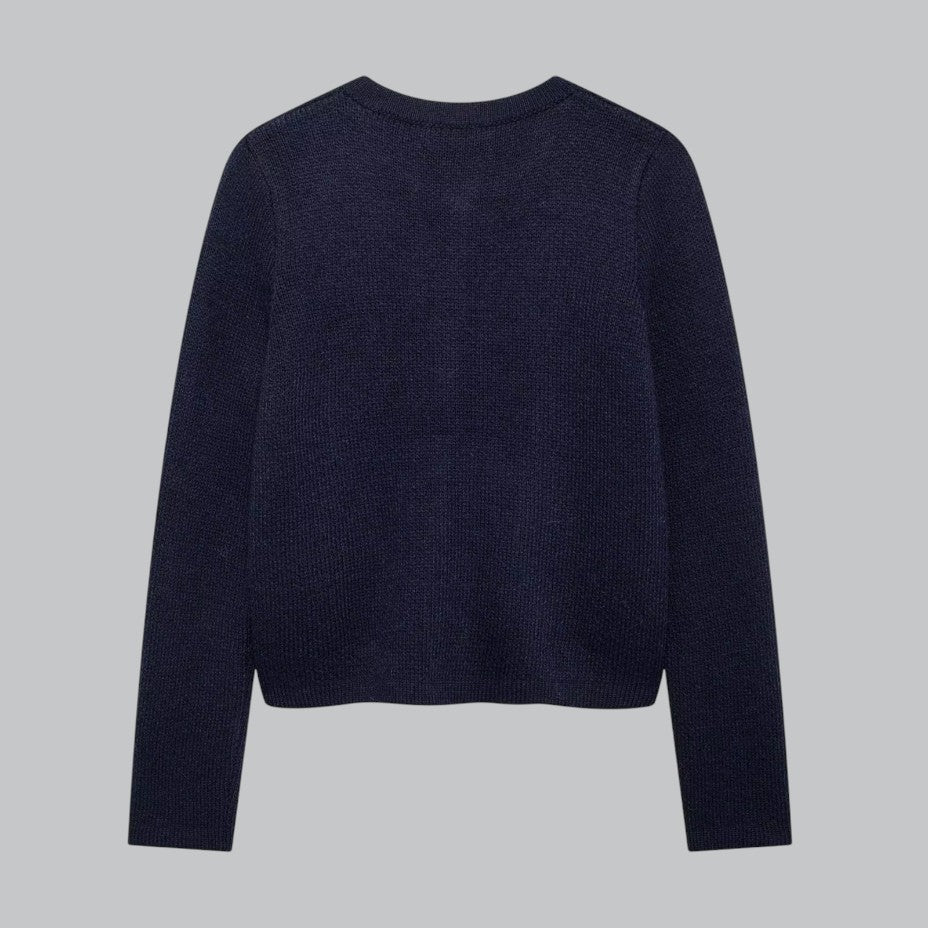 Cozy Cable Sweater with Shiny Buttons