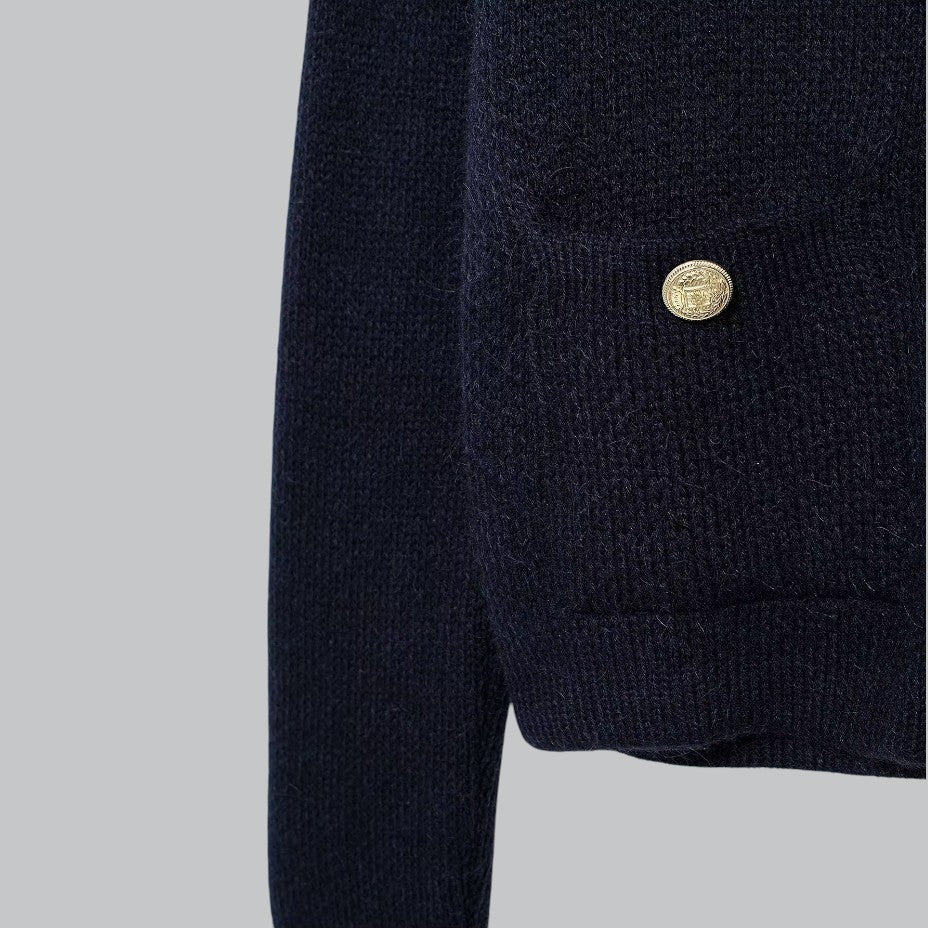 Cozy Cable Sweater with Shiny Buttons