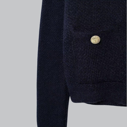 Cozy Cable Sweater with Shiny Buttons