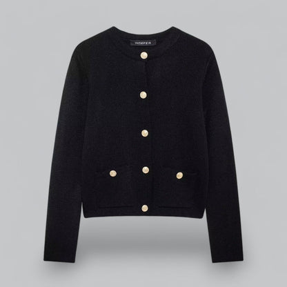 Cozy Cable Sweater with Shiny Buttons