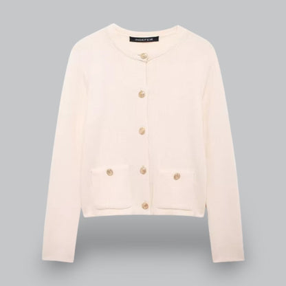 Cozy Cable Sweater with Shiny Buttons