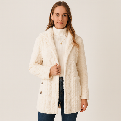 Cozy Fleece Hooded Jacket with Button Front - OutfitLondon
