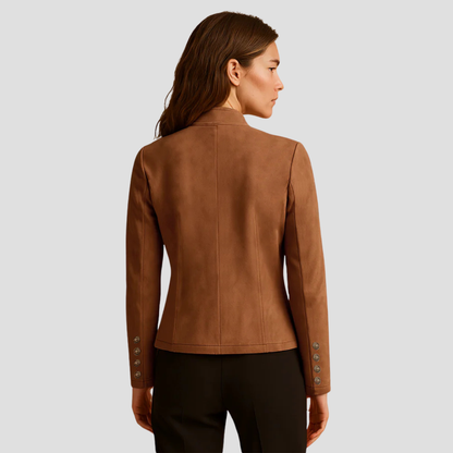 Ladies' Faux Suede Combat Style Button Coat