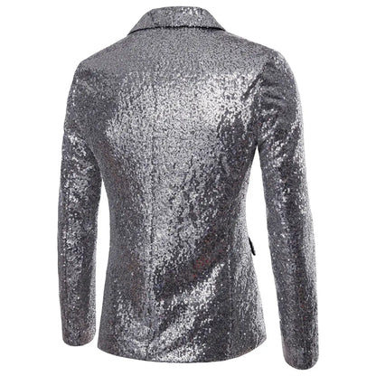 Shiny Sequined Mens Blazer Jacket