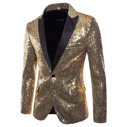 Shiny Sequined Mens Blazer Jacket