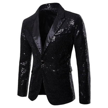 Shiny Sequined Mens Blazer Jacket