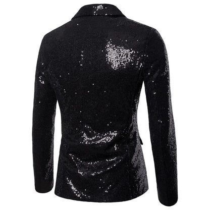 Shiny Sequined Mens Blazer Jacket