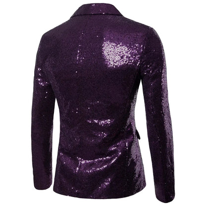 Shiny Sequined Mens Blazer Jacket