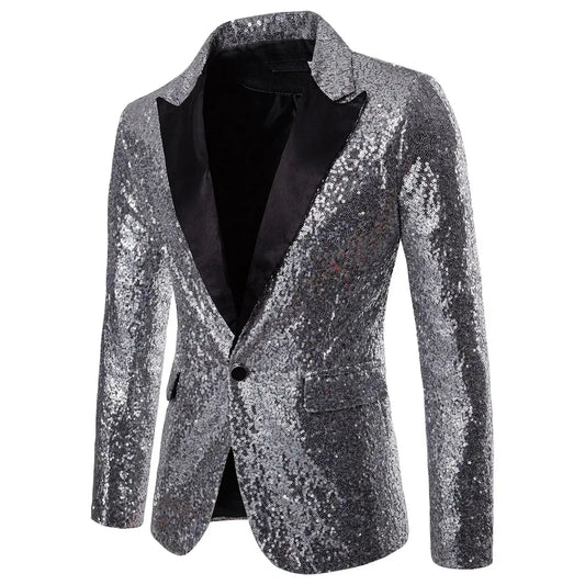 Shiny Sequined Mens Blazer Jacket - OutfitLondon