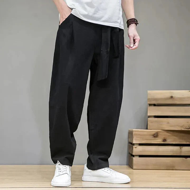 Beige Linen Comfort Pants