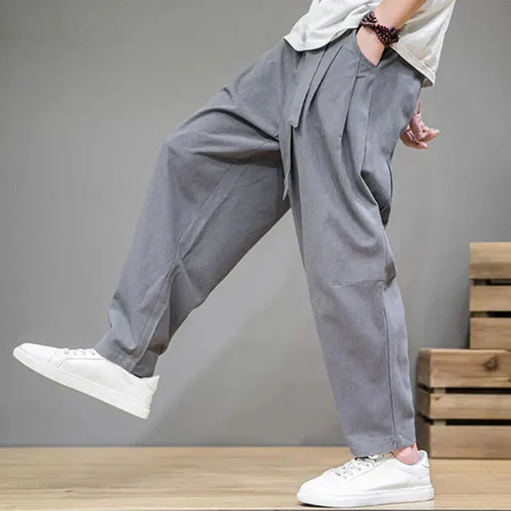 Beige Linen Comfort Pants