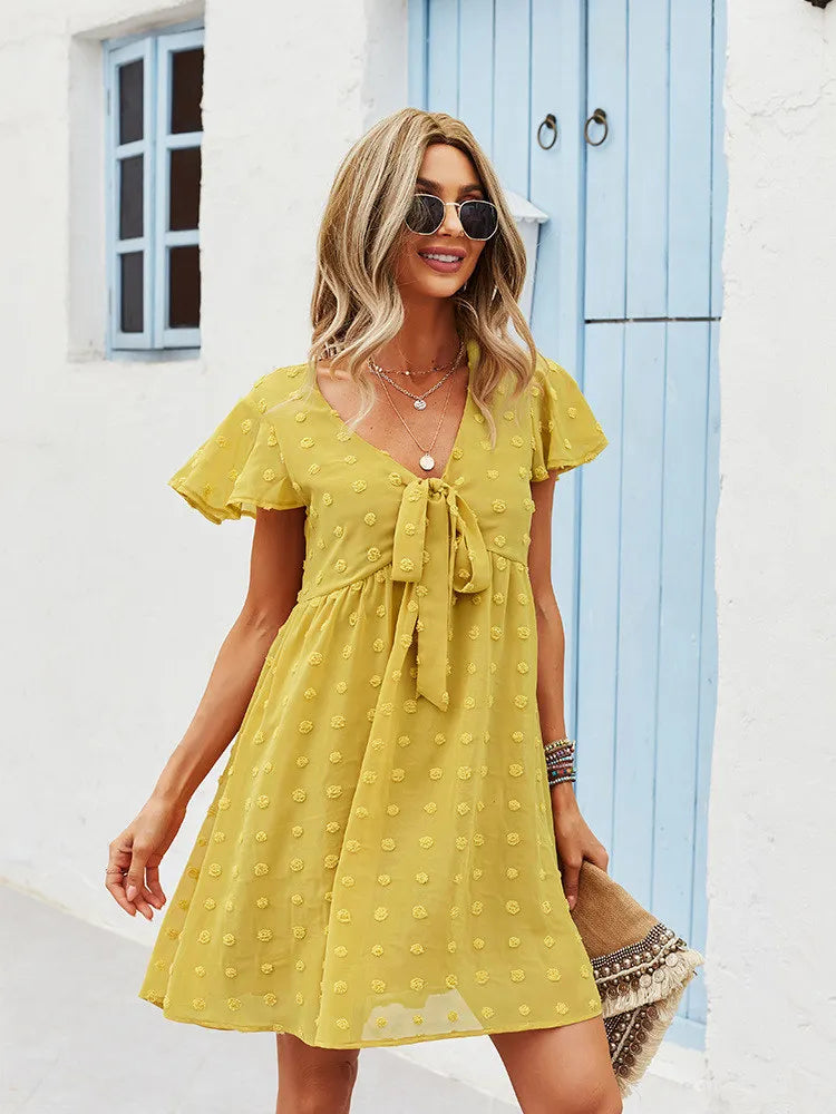 Women's Casual Strapless V Neck Sundress