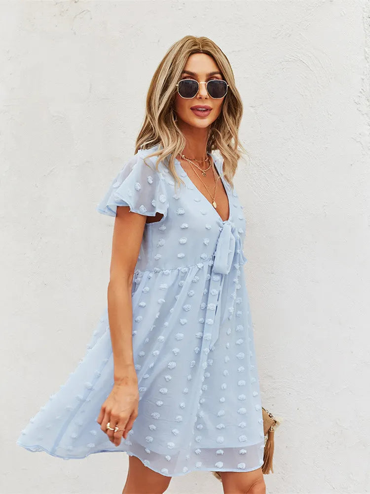 Women's Casual Strapless V Neck Sundress - OutfitLondon